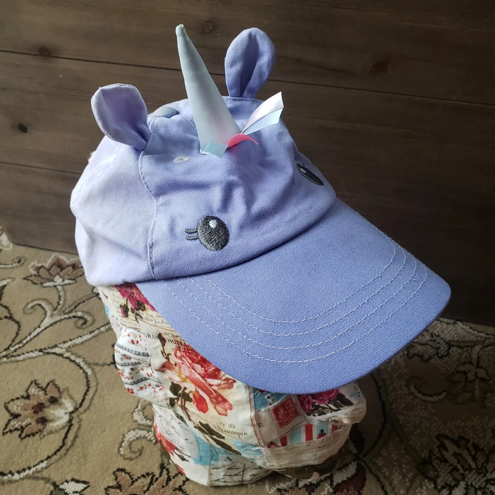 Carters kids 4-7 purple pink ombre unicorn cap